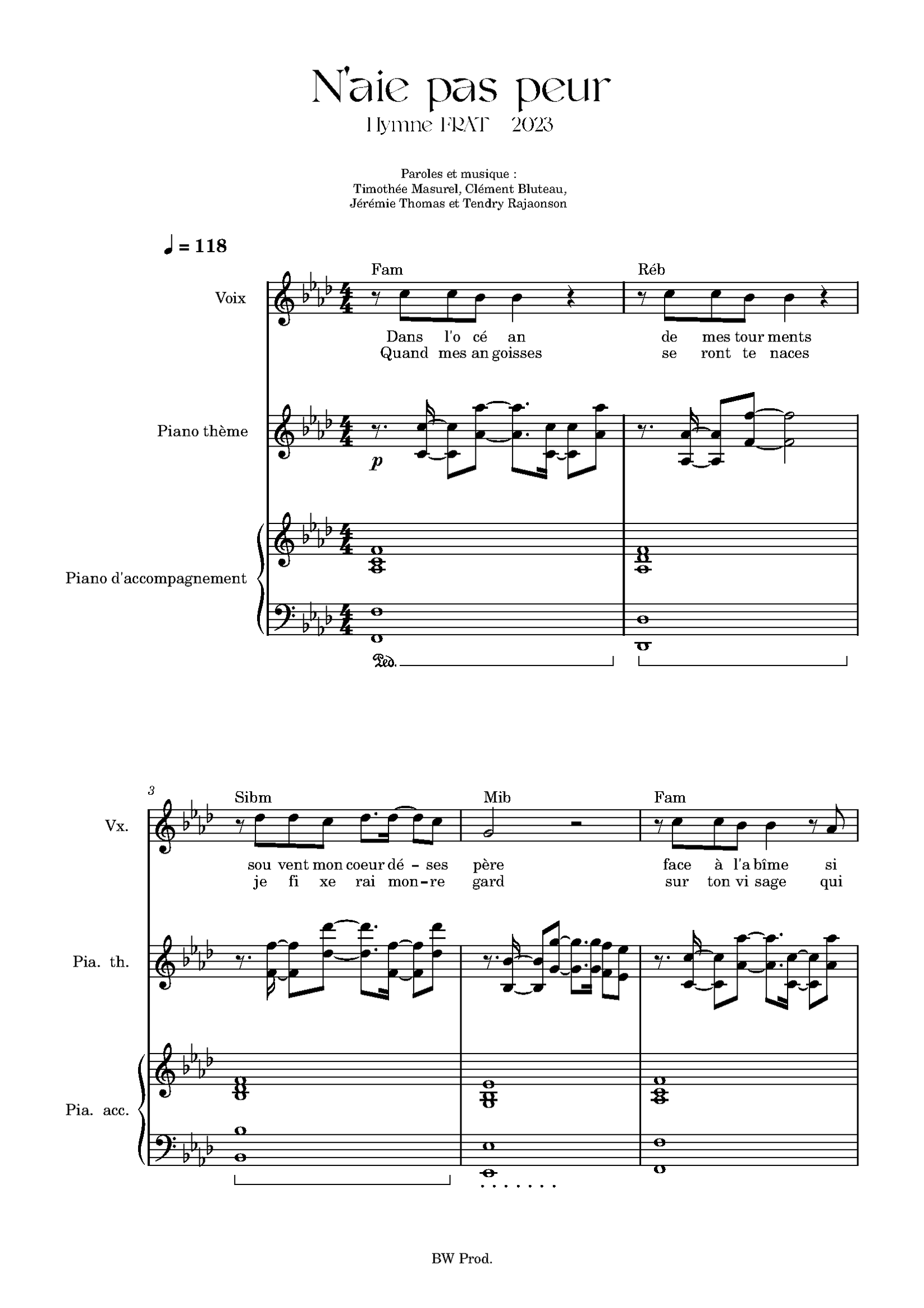 "N'aie pas peur" Partitions PDF Be Witness